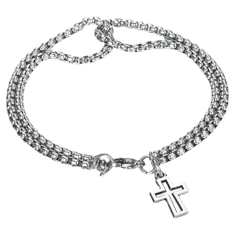 Double Chain w/Cross Bracelet