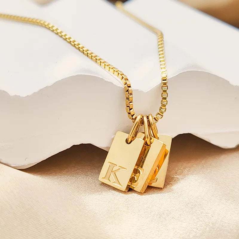 Amira Tiny Initial Rectangle Necklace