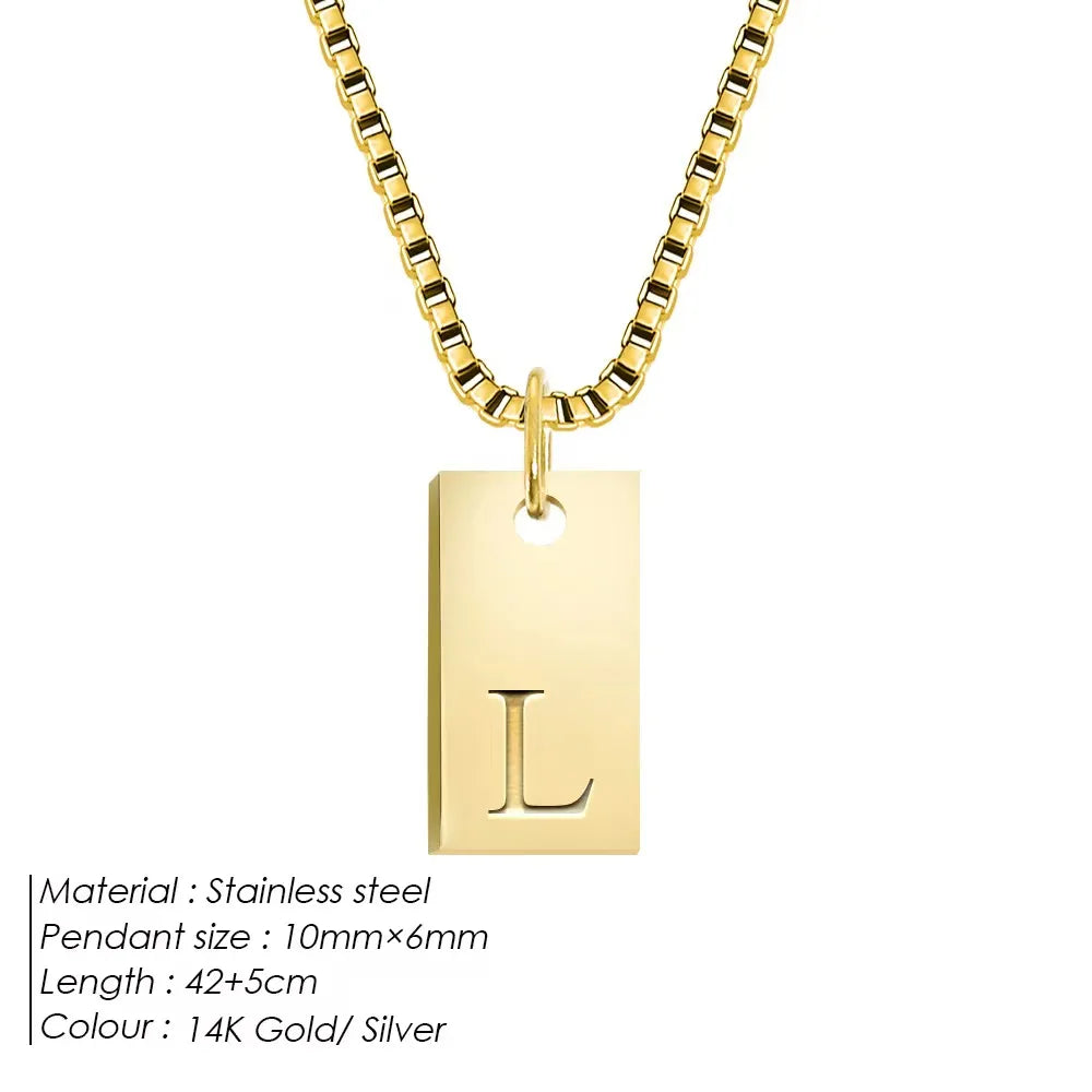 Amira Tiny Initial Rectangle Necklace