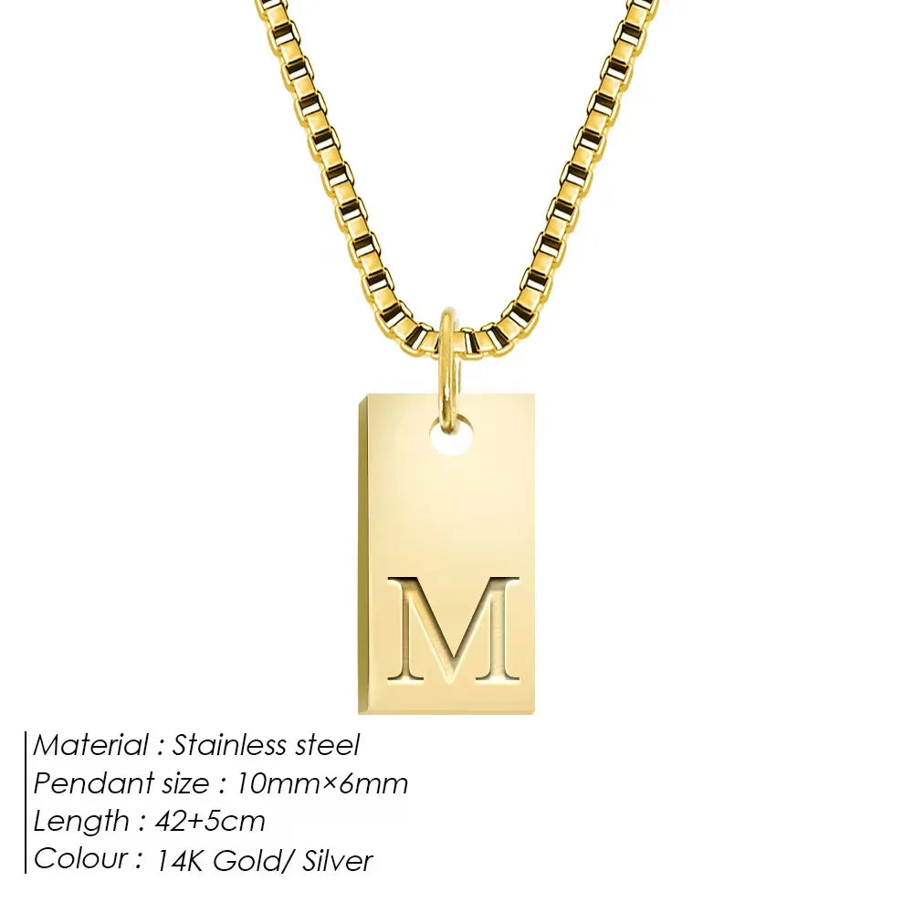 Amira Tiny Initial Rectangle Necklace