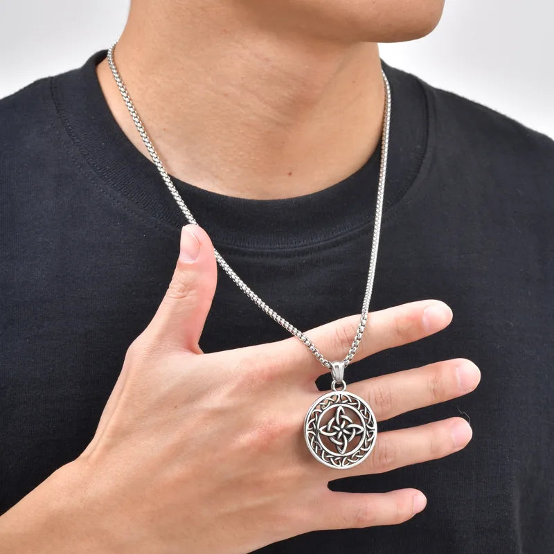 Celtic Knot in a Circle Pendant Necklace