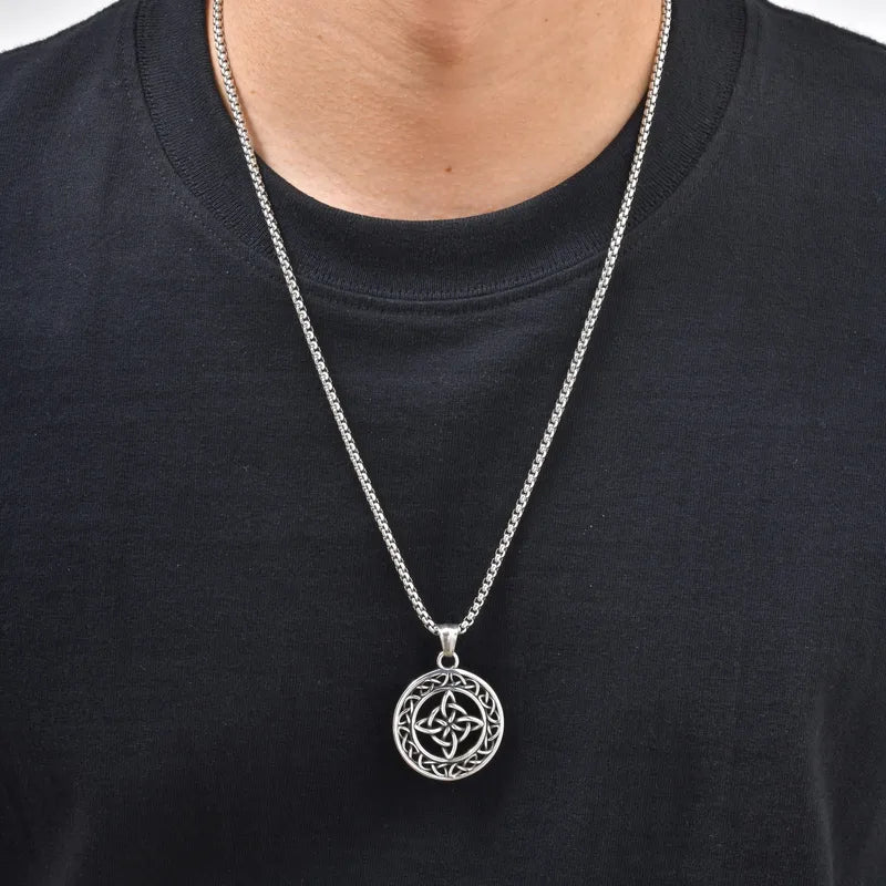 Celtic Knot in a Circle Pendant Necklace