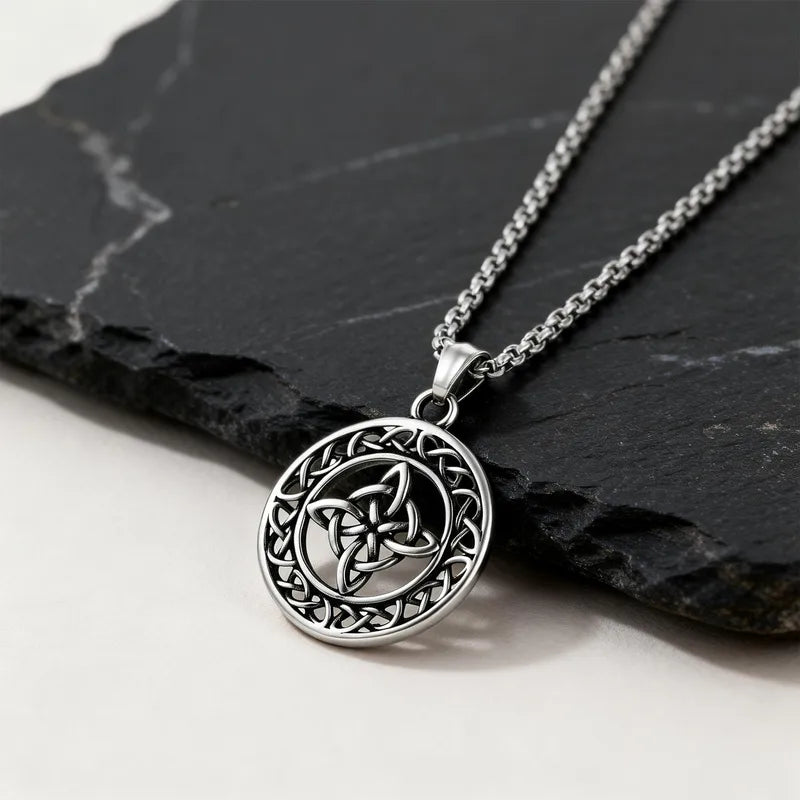 Celtic Knot in a Circle Pendant Necklace