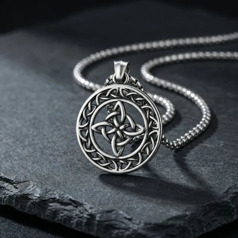 Celtic Knot in a Circle Pendant Necklace