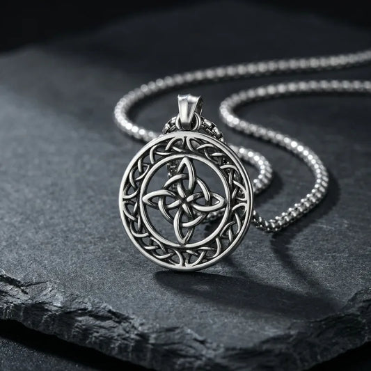 Celtic Knot in a Circle Pendant Necklace