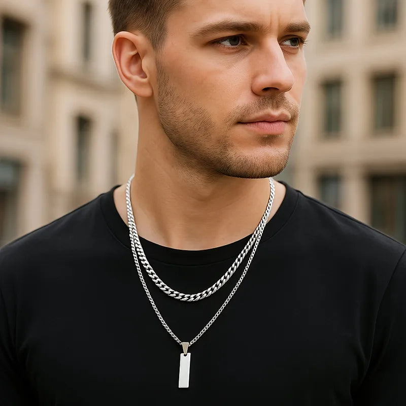 Double Chain W/little Plaque