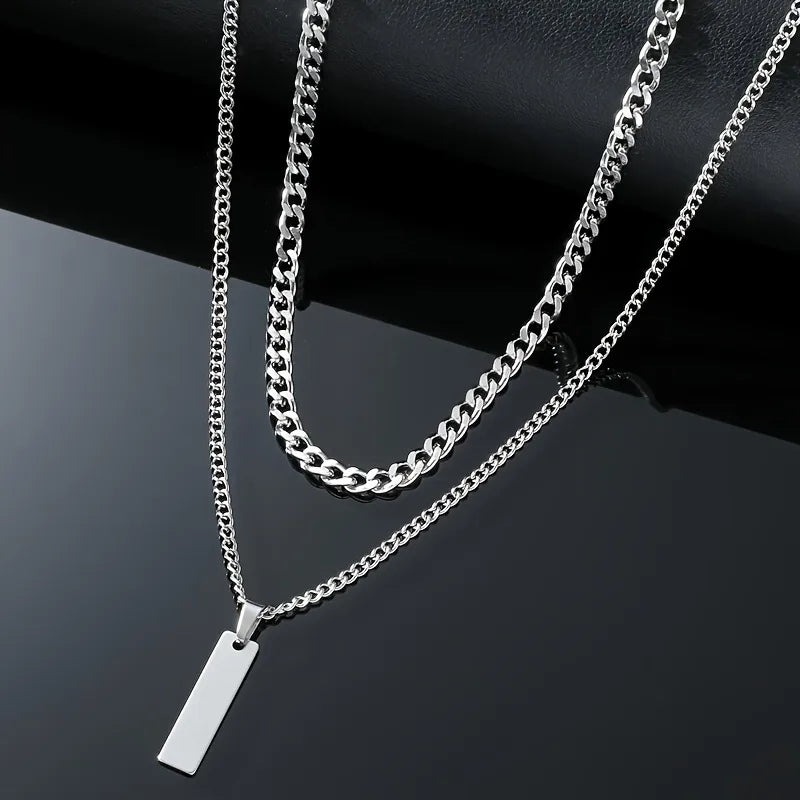 Double Chain W/little Plaque