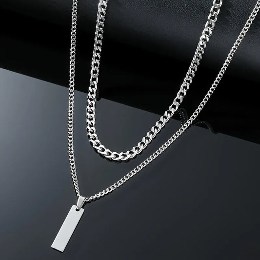 Double Chain W/little Plaque