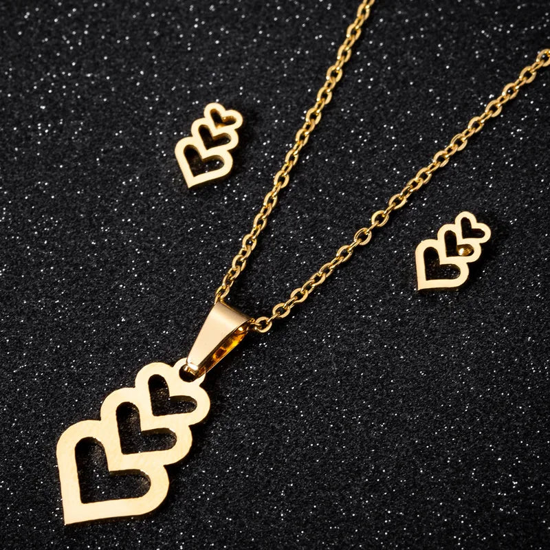 Heart Shape  Necklace/Earrings Set