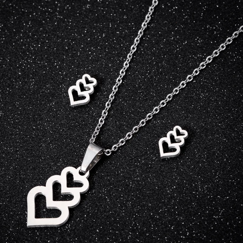 Heart Shape  Necklace/Earrings Set