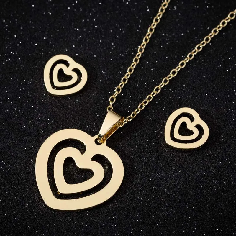 Heart Shape  Necklace/Earrings Set