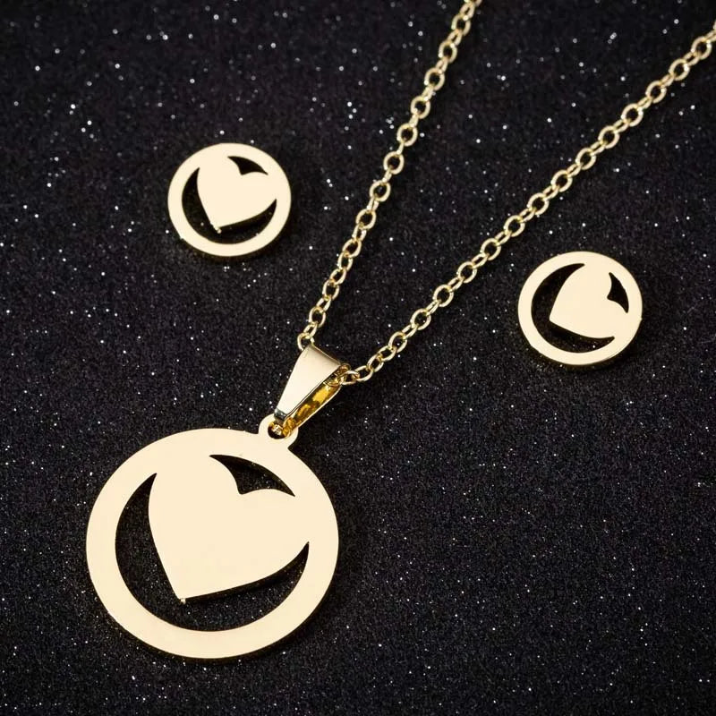 Heart Shape  Necklace/Earrings Set