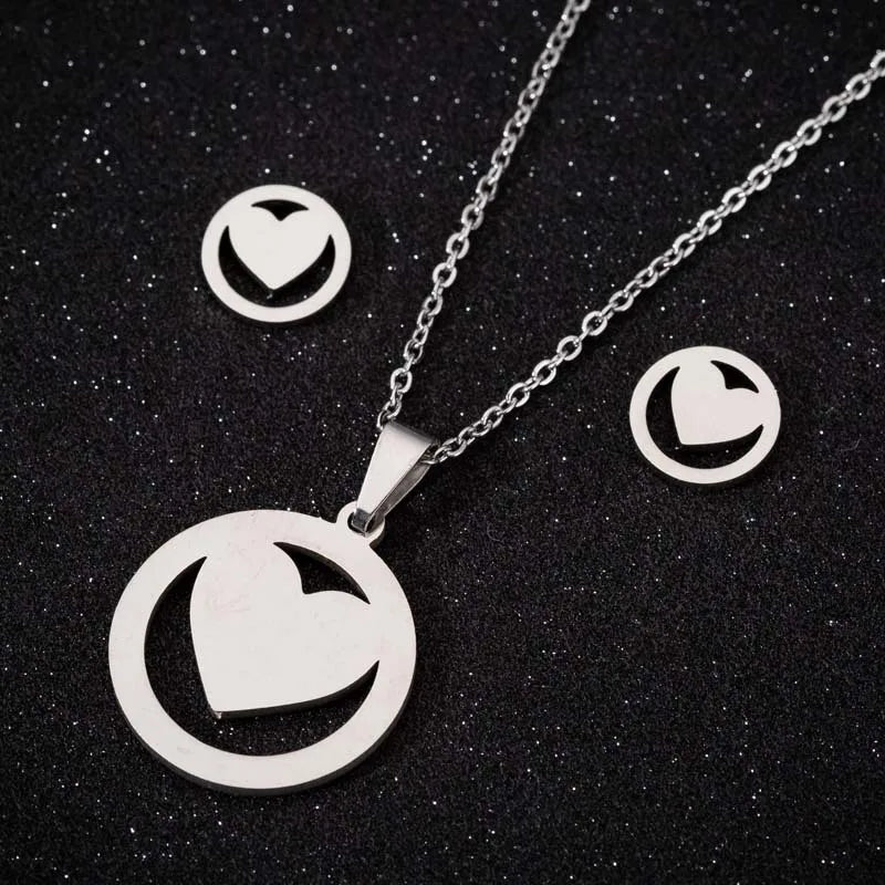 Heart Shape  Necklace/Earrings Set