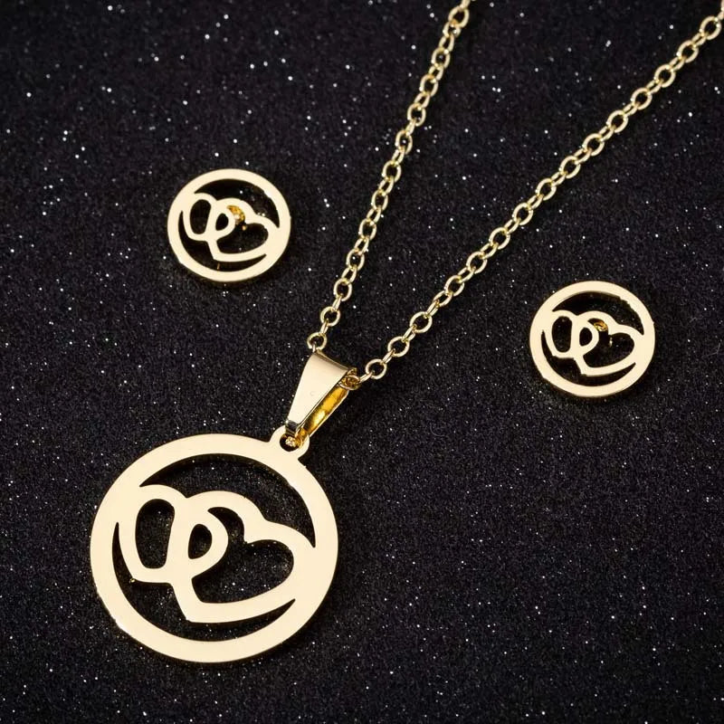 Heart Shape  Necklace/Earrings Set