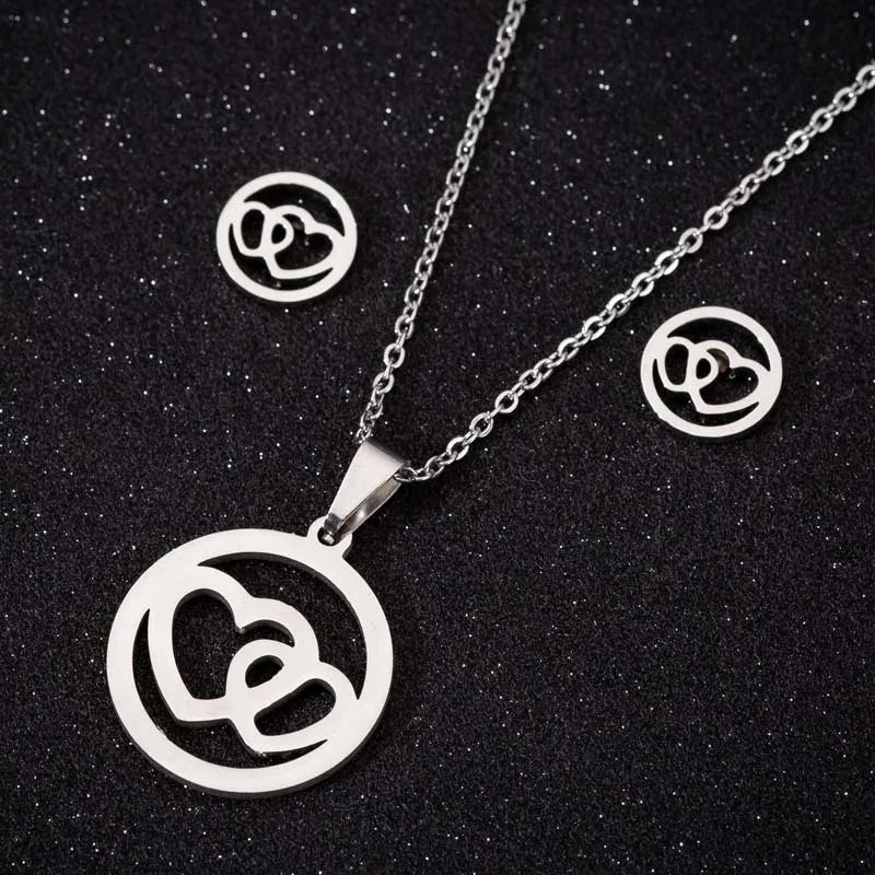 Heart Shape  Necklace/Earrings Set