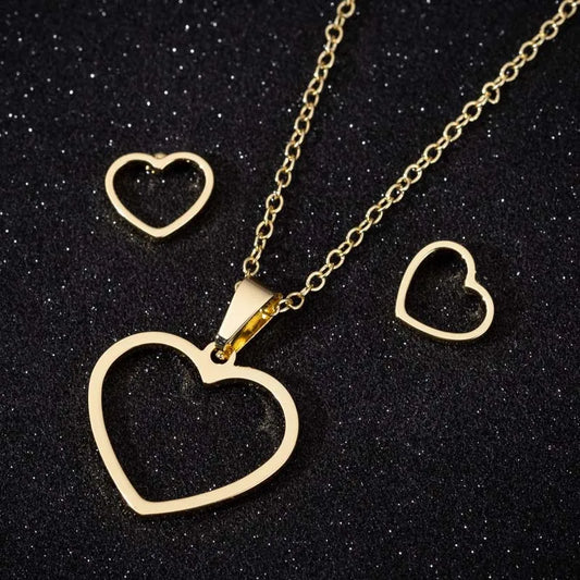 Heart Shape  Necklace/Earrings Set