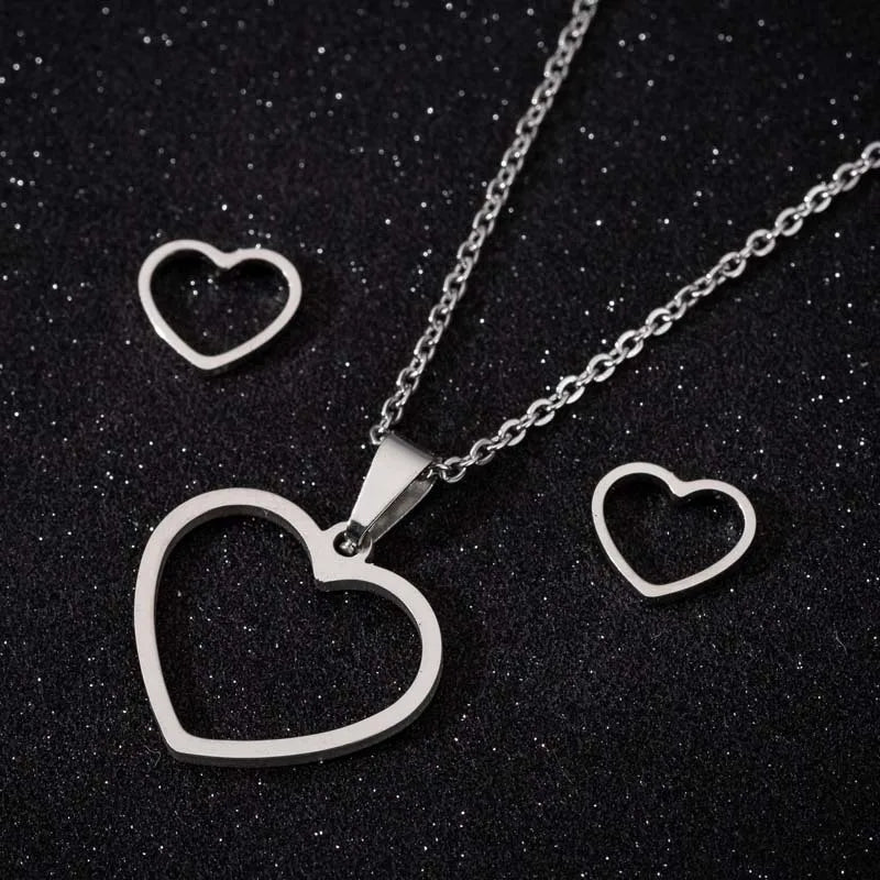 Heart Shape  Necklace/Earrings Set