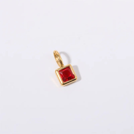 Square Birthday stone pendant necklace