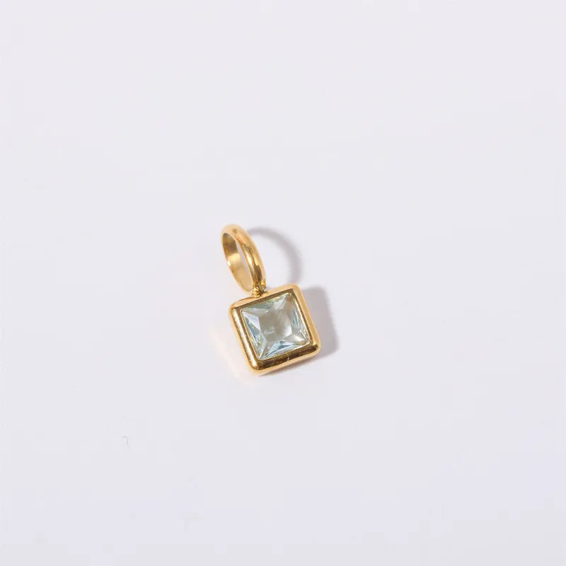 Square Birthday stone pendant necklace