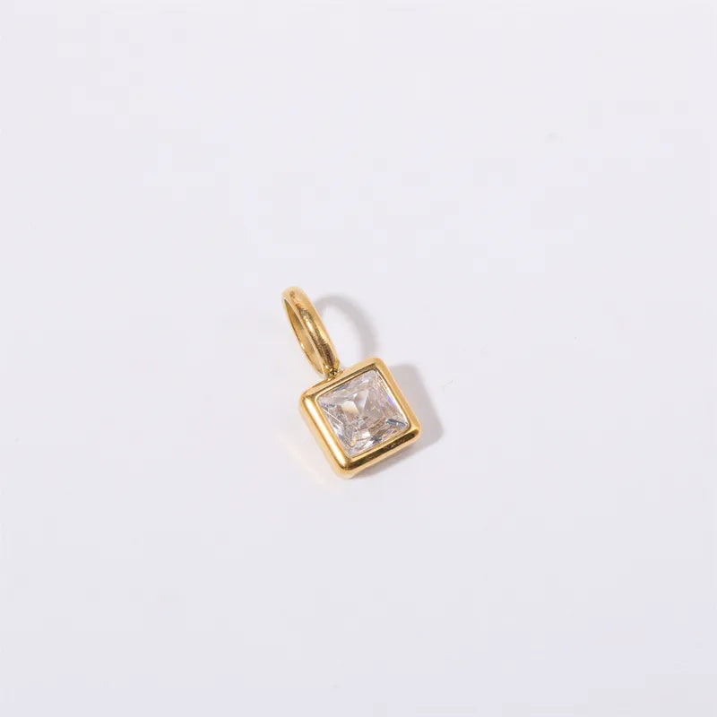 Square Birthday stone pendant necklace