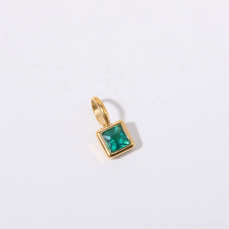 Square Birthday stone pendant necklace