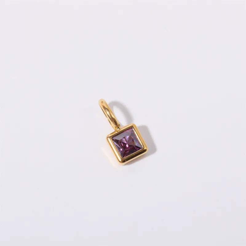 Square Birthday stone pendant necklace
