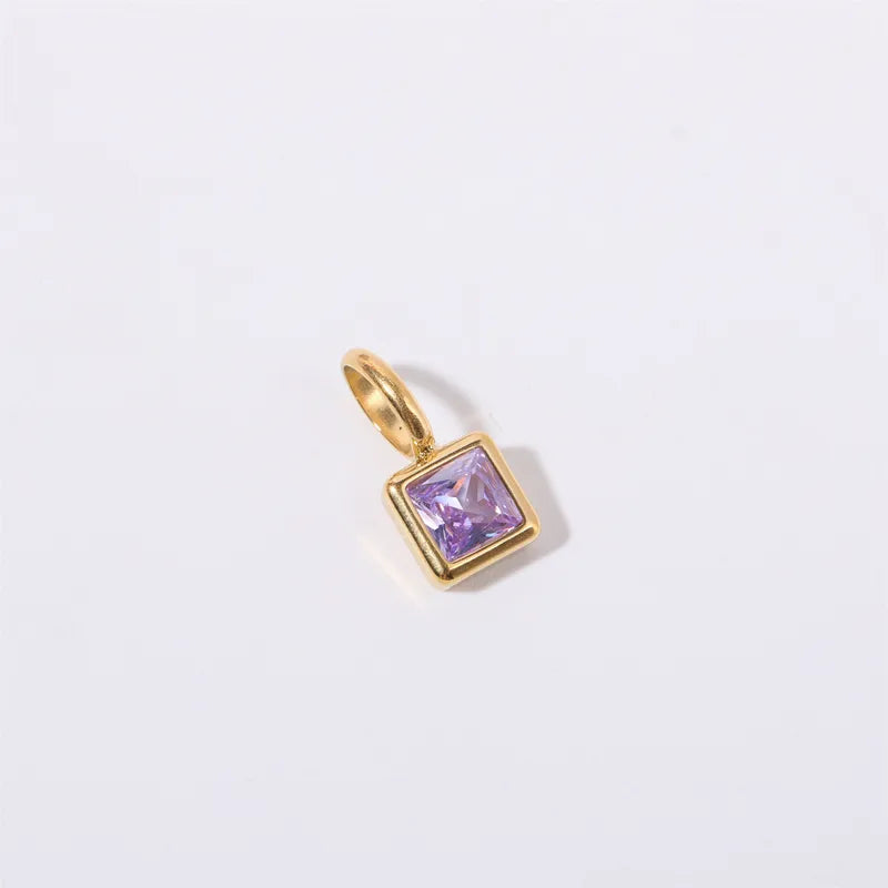 Square Birthday stone pendant necklace