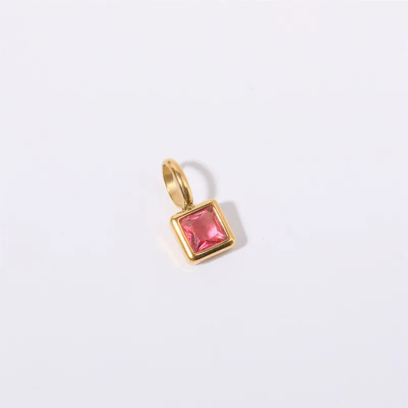 Square Birthday stone pendant necklace