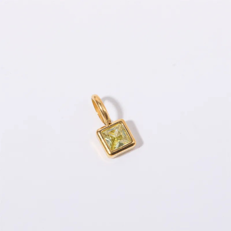 Square Birthday stone pendant necklace
