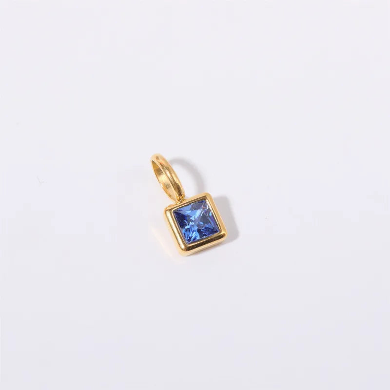 Square Birthday stone pendant necklace