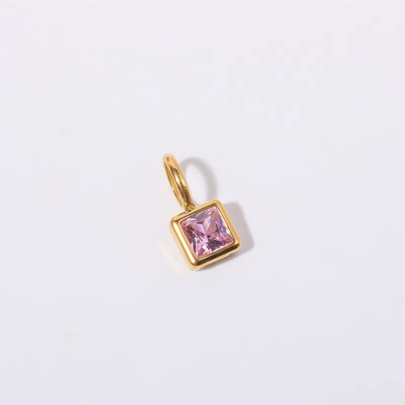 Square Birthday stone pendant necklace
