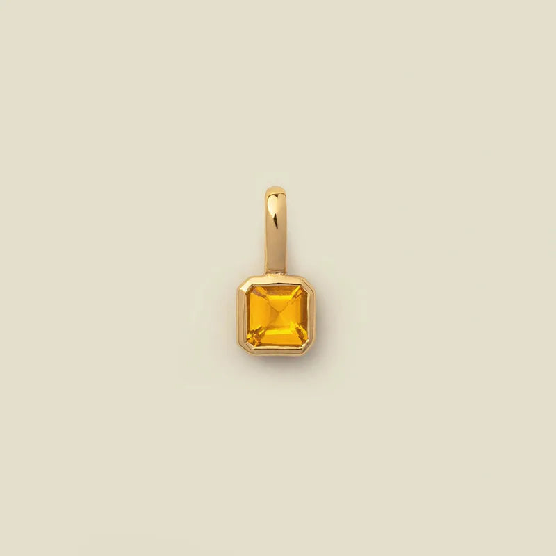 Square Birthday stone pendant necklace