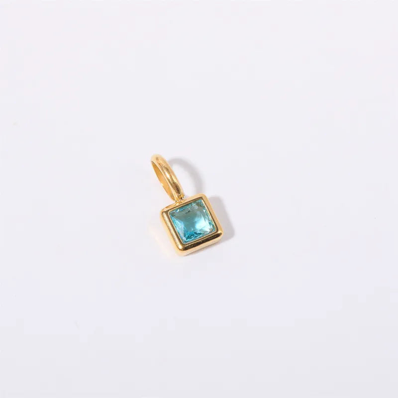 Square Birthday stone pendant necklace