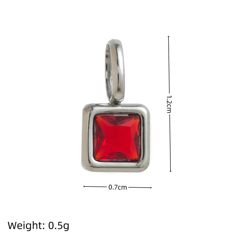 Square Birthday stone pendant necklace