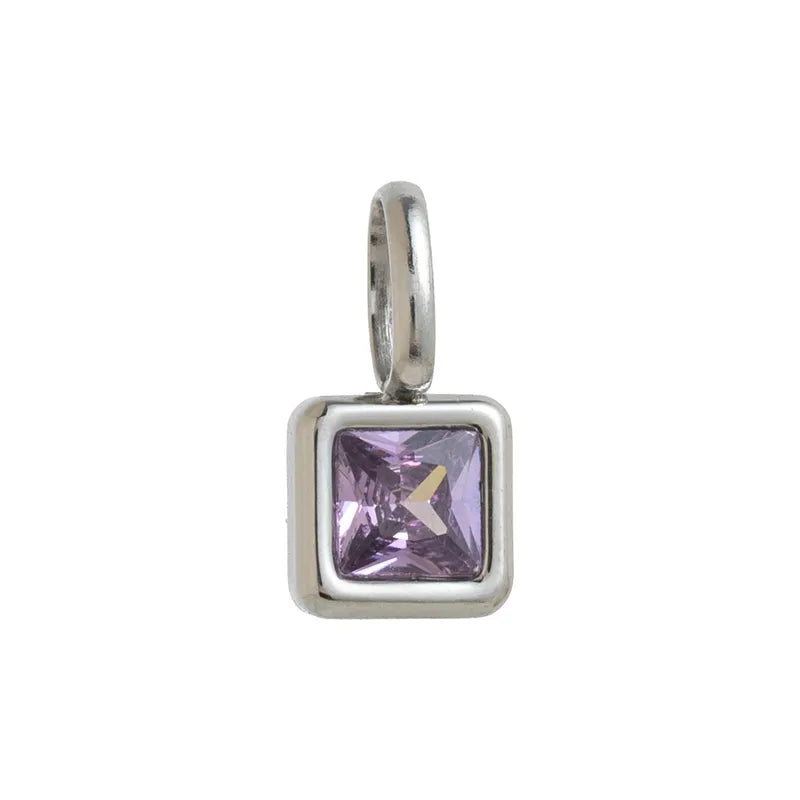 Square Birthday stone pendant necklace