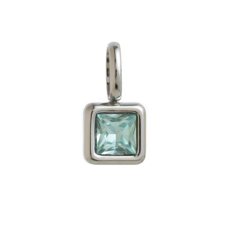 Square Birthday stone pendant necklace