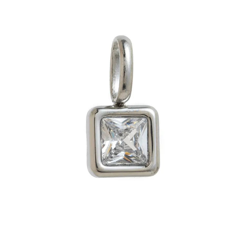 Square Birthday stone pendant necklace