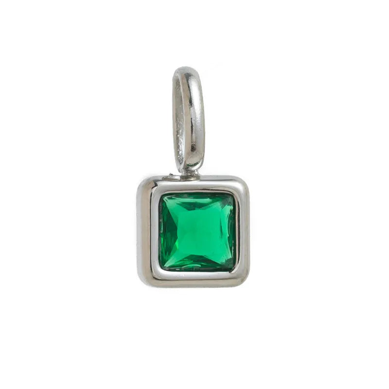 Square Birthday stone pendant necklace