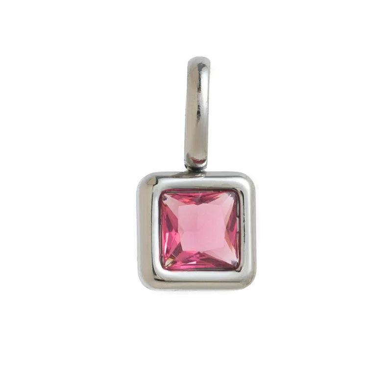 Square Birthday stone pendant necklace