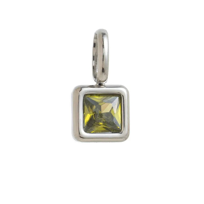 Square Birthday stone pendant necklace