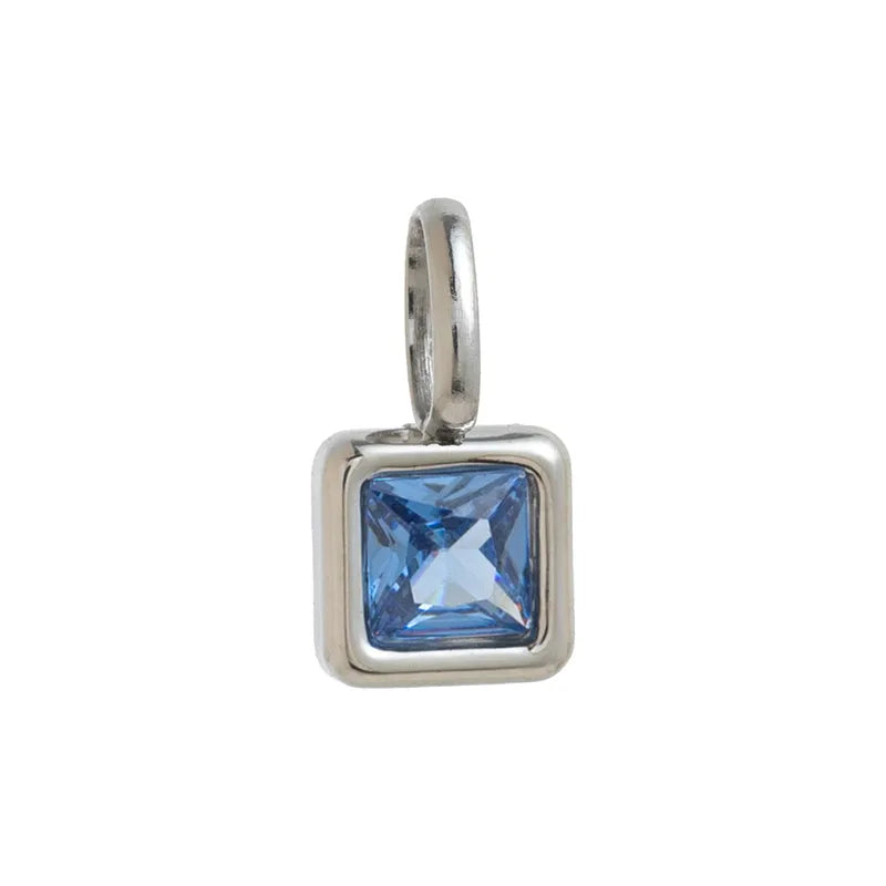 Square Birthday stone pendant necklace
