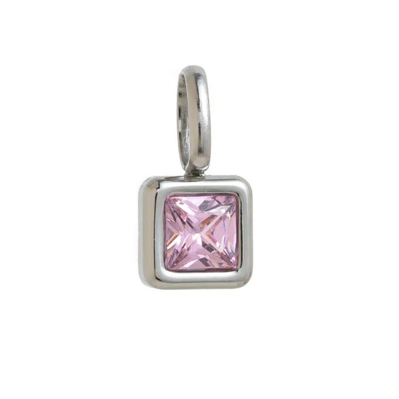 Square Birthday stone pendant necklace