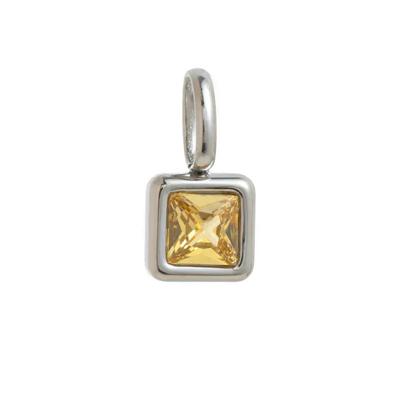 Square Birthday stone pendant necklace