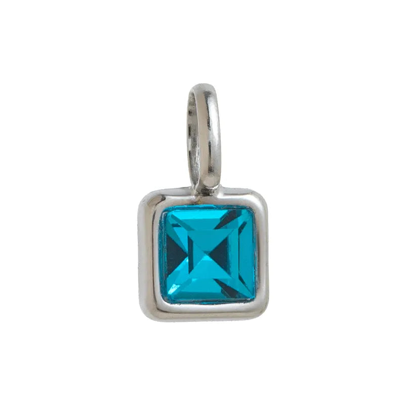 Square Birthday stone pendant necklace