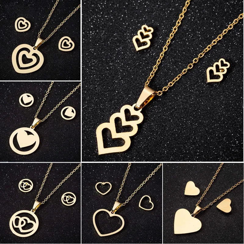 Heart Shape  Necklace/Earrings Set