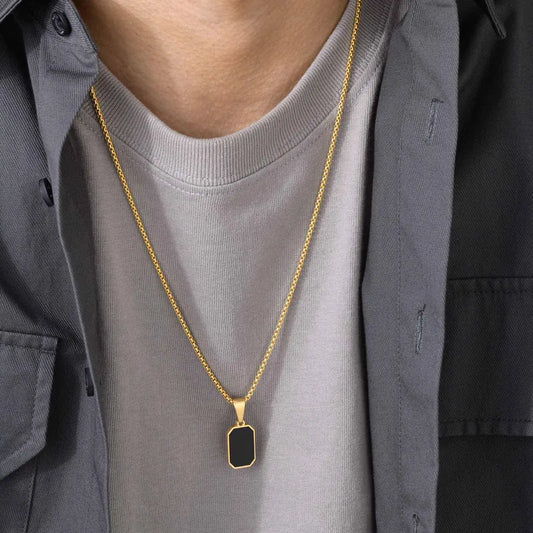 Octagon Plaque Pendant Necklace