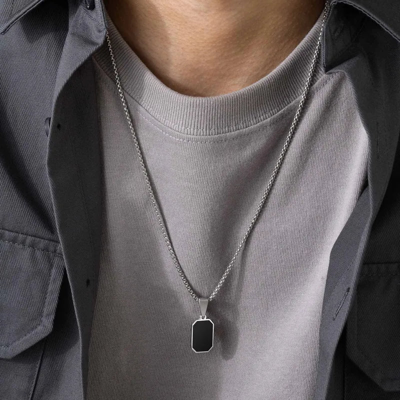 Octagon Plaque Pendant Necklace