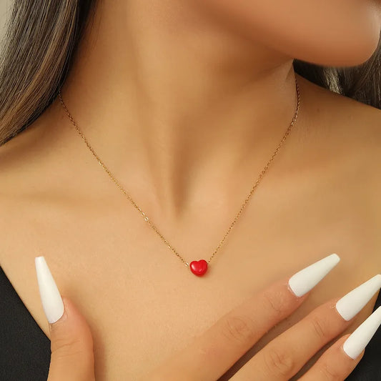 Red Tiny Heart Necklace