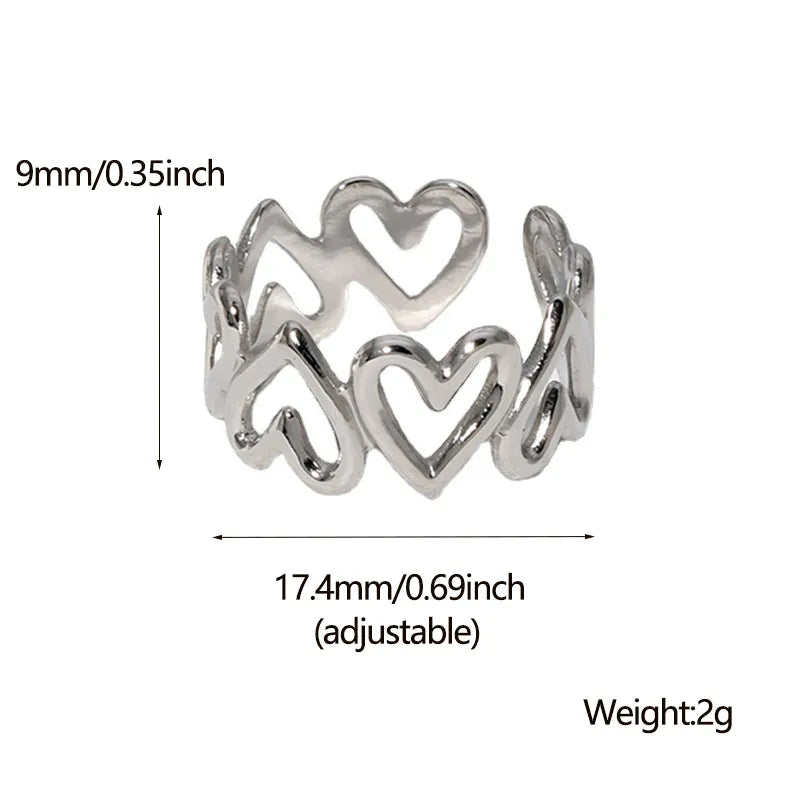 Hollow heart all around ring