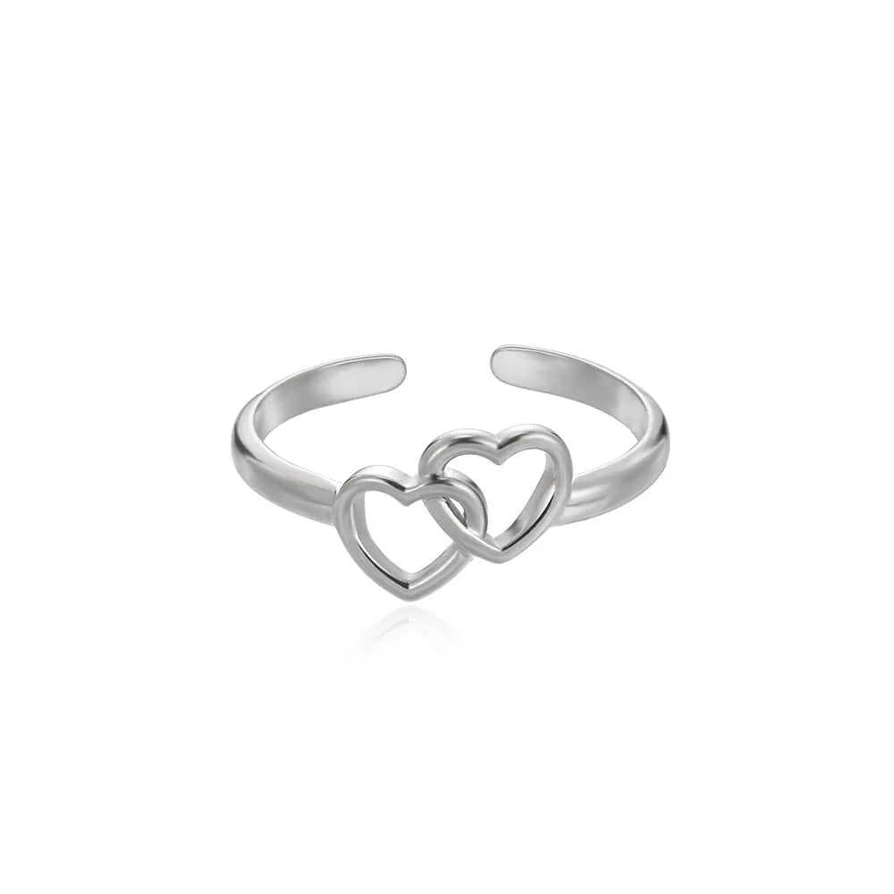 Hollow Two Hearts Ring